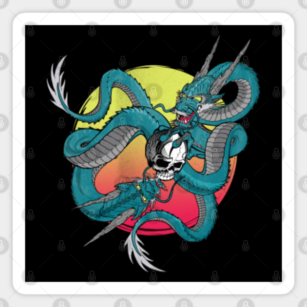 Japanese Dragon Skull Tattoo - Japanese Tattoo Art - Magnet | TeePublic